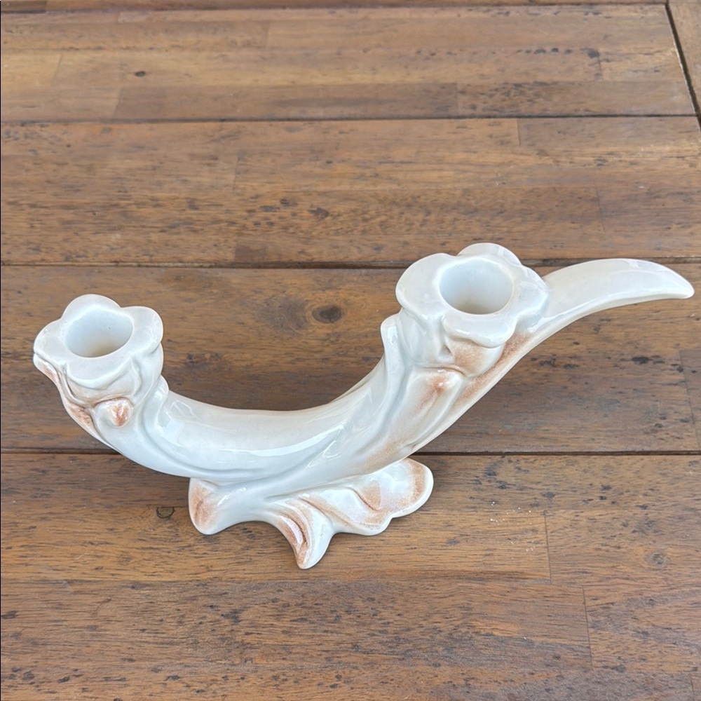 Roselane Elegant Ceramic Double Candle Holder - Pasadena, California pottery MCM